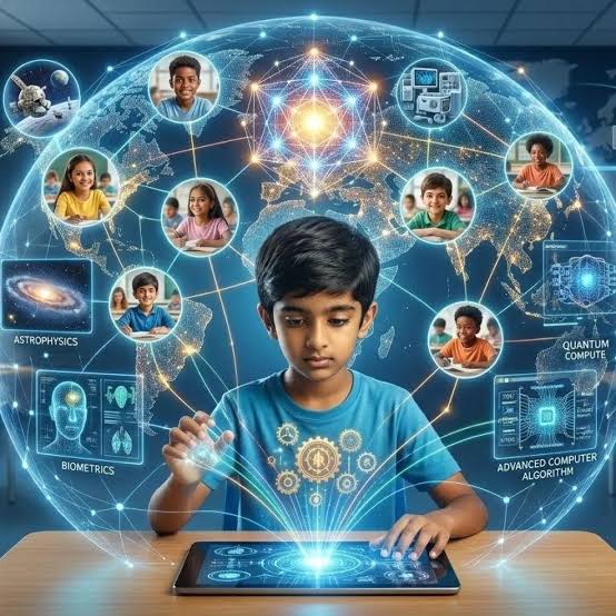 Siswa menggunakan teknologi kecerdasan buatan untuk belajar secara interaktif di kelas modern